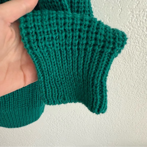 Gulf Traders Vintage 90s Sweater Men’s Size Medium Teal Green Cotton Crewneck - Picture 4 of 5